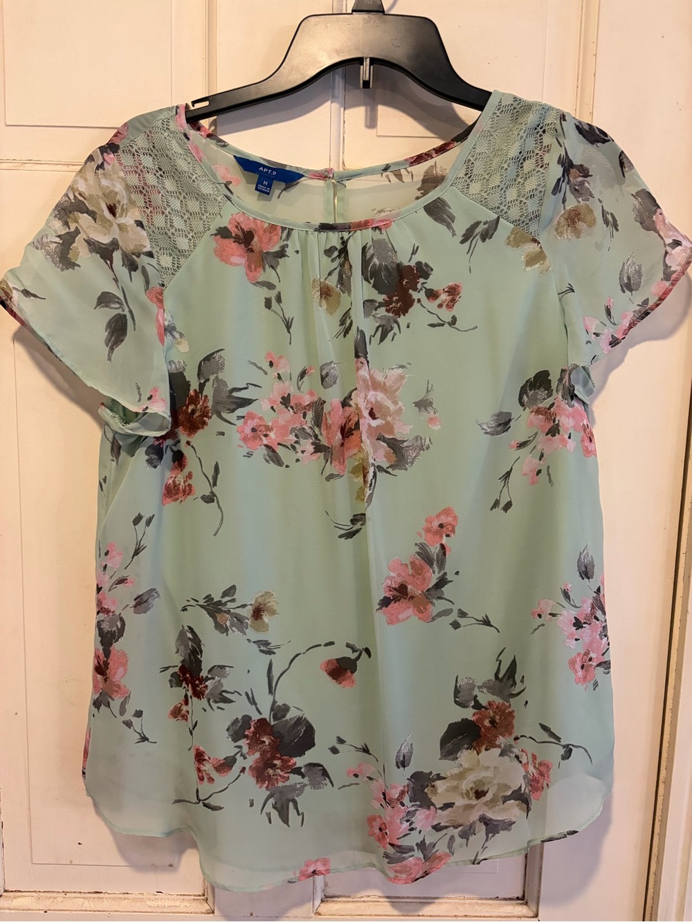 Apt. 9 Mint Floral Chiffon Blouse